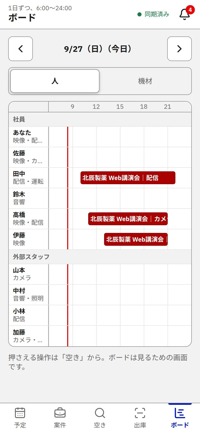 スマホ版のボード（開発中）